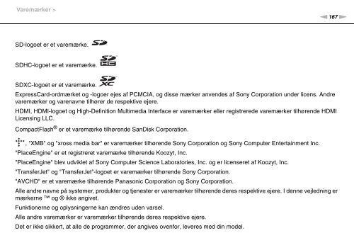 Sony VPCF13S1R - VPCF13S1R Mode d'emploi Danois