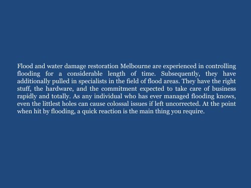 Flood Restoration Melbourne