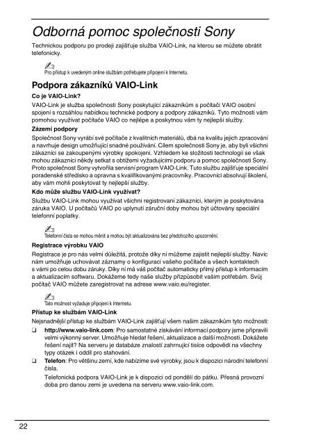 Sony VGN-FW41ZJ - VGN-FW41ZJ Documents de garantie Tch&egrave;que