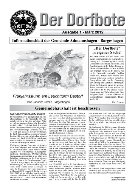 Informationsblatt der Gemeinde Admannshagen