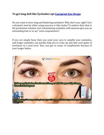 Buy Careprost Eye Drops Generic Bimatoprost in USA UK at GenericEPharmacy