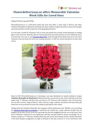 Flowerdeliveryuae.ae offers Memorable Valentine Week Gifts for Loved Ones