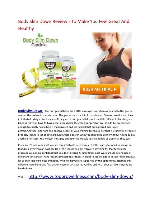  Purify Your Body And Eliminate Toxins with Body Slim Down