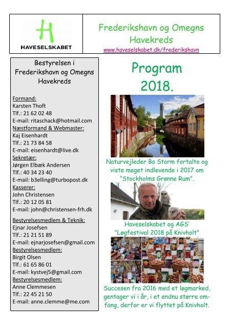 Program 2018 Frederikshavn og Omegns Havekreds --