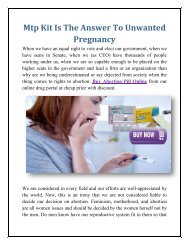 Mtp Kit Is The Answer To Unwanted Pregnancy