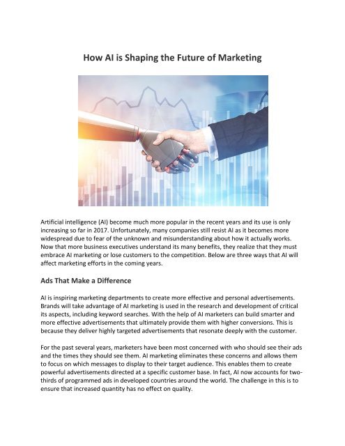 How AI is Shaping the Future of Marketing