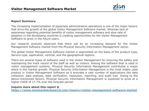 Global Visitor Management Software Market, 2016 – 2025