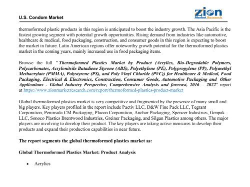 Thermoformed Plastics Market