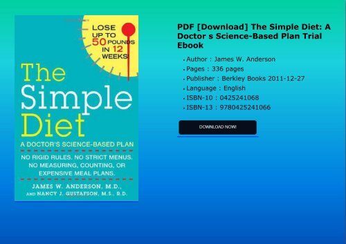 PDF [Download] The Simple Diet: A Doctor s Science-Based Plan Trial Ebook