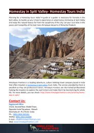 Homestay in Spiti Valley- Homestay Tours India