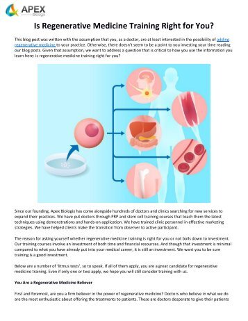 Is Regenerative Medicine Training Right for You?