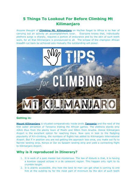 5 Things To Lookout For Before Climbing Mt Kilimanjaro