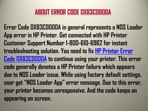 How to Fix HP Printer Error Code OX83C0000A Message