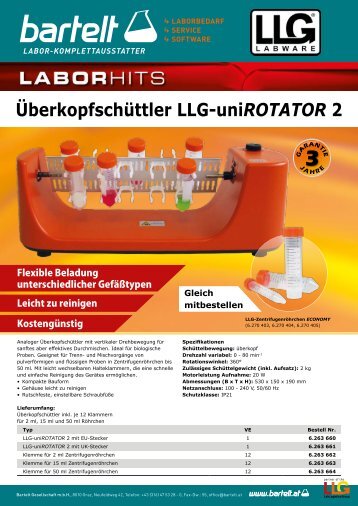 LLG uniROTATOR 2 - Überkopfschüttler - Bartelt - Probenmischung