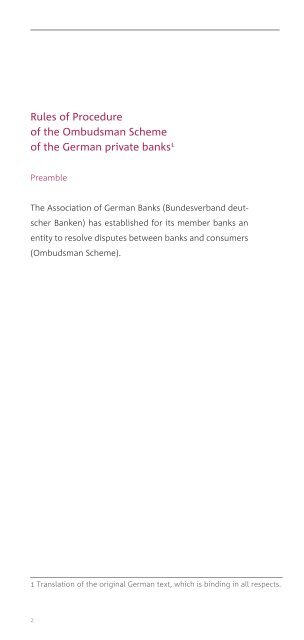 The German Private Banks’ Ombudsman Scheme