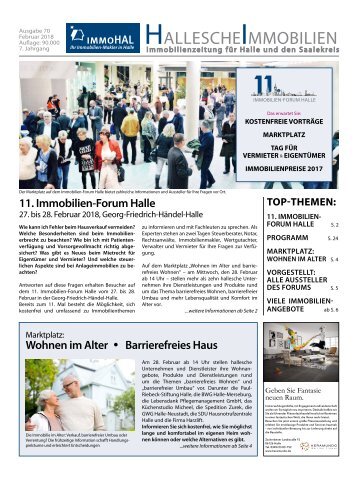 Hallesche Immobilienzeitung Ausgabe 70 Februar 2018 immoHAL