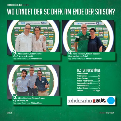 GRÜNWEISS - SC DHfK Leipzig - Magazin zum Neujahrsauftakt 2018