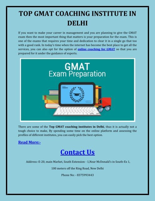 TOP GMAT COACHING INSTITUTE IN DELHI