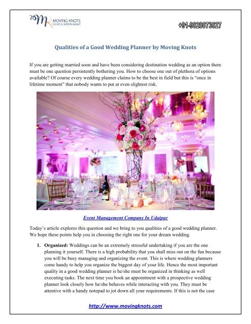 Qualities Of A Good Wedding Planner