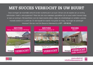 Erik Bessems Makelaardij, met succes verkocht in Reuver en Thorn