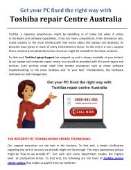 Get your PC fixed the right way with Toshiba repair centre Australia