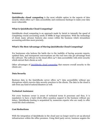 QuickBooks Cloud Computing