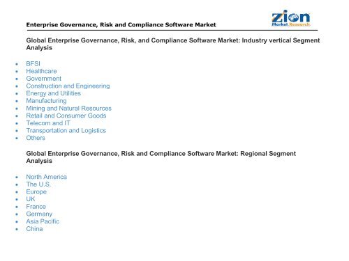 Enterprise Governance, Risk and Compliance Software Market