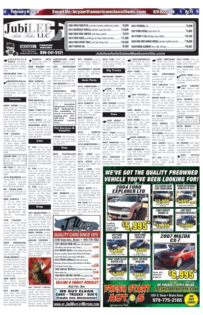 American Classifieds February 8th Edition Bryan/College Station