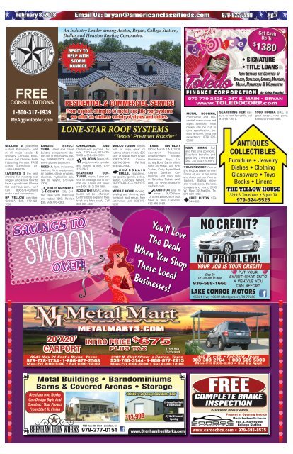 American Classifieds February 8th Edition Bryan/College Station