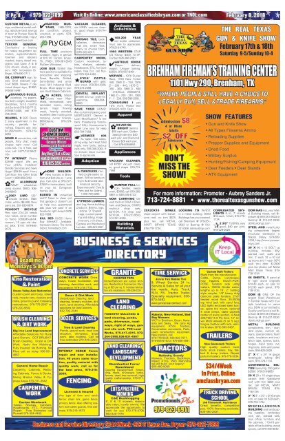 American Classifieds February 8th Edition Bryan/College Station