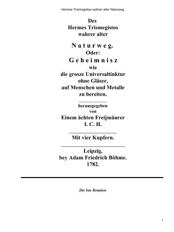 Des Hermes Trismegistos wahrer alter Naturweg (1782)