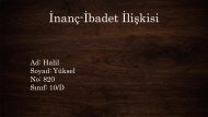 nanç-İbadet İlişkisi Halil Yüksel 820