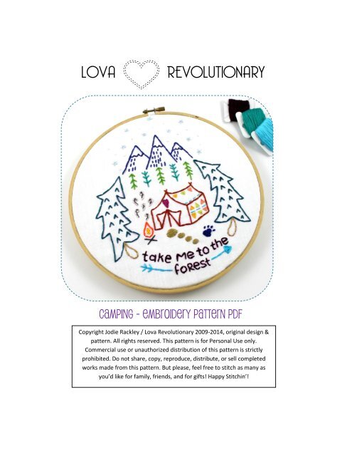 Camping forest love embroidery pattern