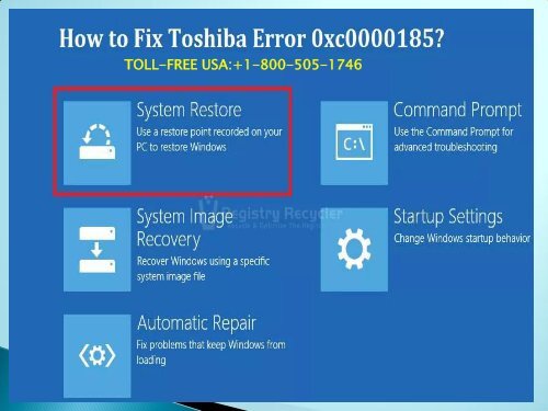 Fix Toshiba Error 0xc0000185