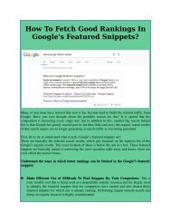 How To Fetch Good Rankings In Google's Featured Snippets