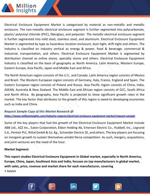 Electrical Enclosure Equipment Market Outlook, Top Key Players, Industry Growth Analysis and Forecast to 2022 