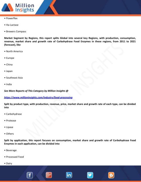 Carbohydrase Food Enzymes Market 2022 Revenue Analysis by Regions, Types and Manufacturers