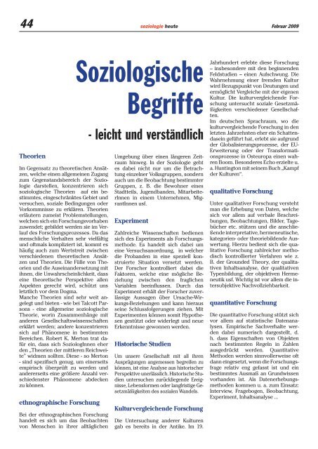 soziologie heute Februar 2009