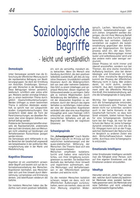 soziologie heute August 2009