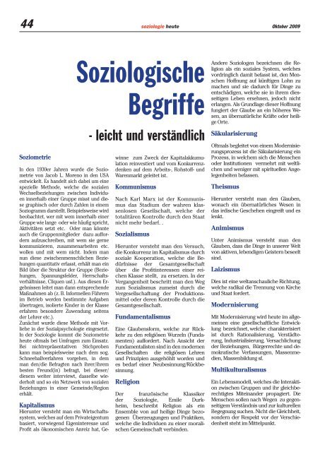 soziologie heute Oktober 2009