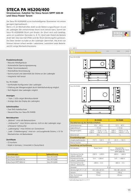 Steca Elektronik Katalog PV Autarke Systeme (06|2018)