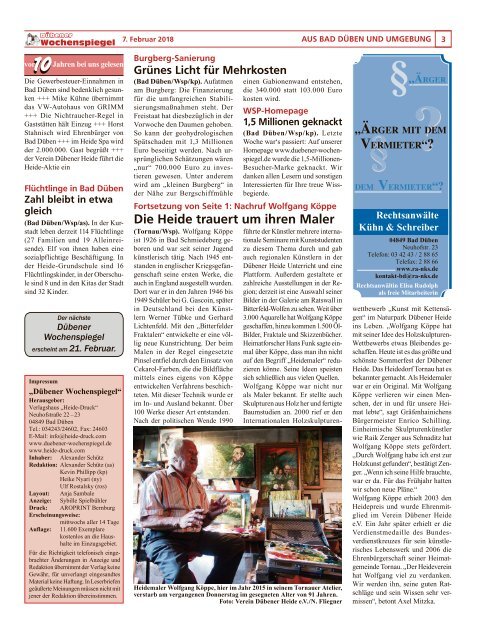 Dübener Wochenspiegel | Ausgabe 2 | Jahrgang 2018