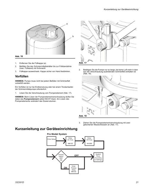 332301D G3 Pro Automatic Lubrication Pump, Instructions, German