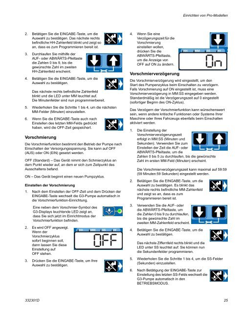 332301D G3 Pro Automatic Lubrication Pump, Instructions, German