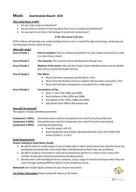 Y8 Options Booklet