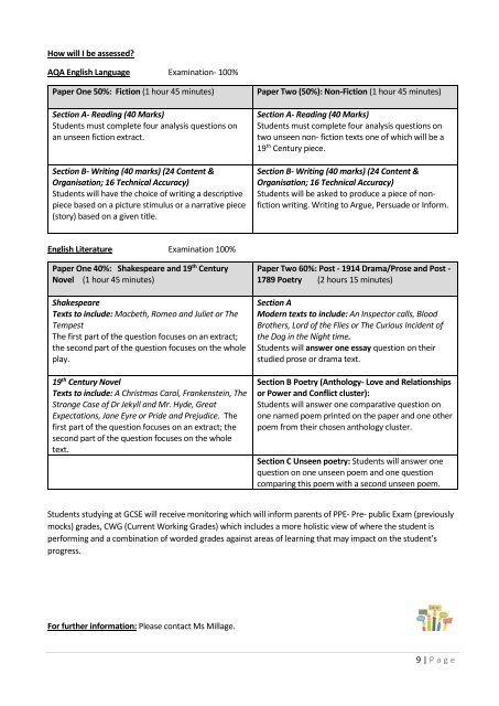 Y8 Options Booklet