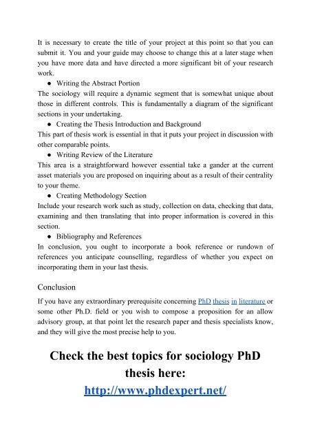 Best Topics for Sociology PhD Thesis Writing