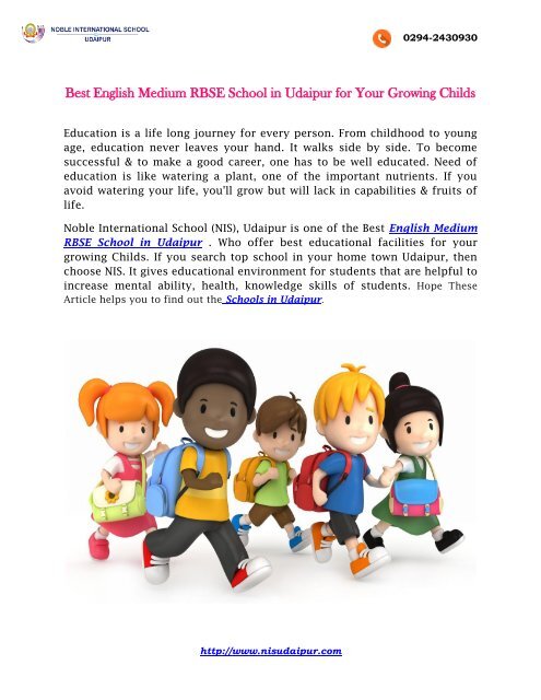 Best English Medium RBSE School in Udaipur for Your Growing Childs Best English Medium RBSE School in Udaipur for Your Growing Childs