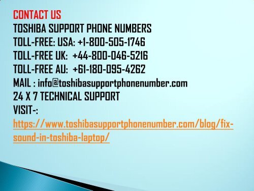 Fix the Sound in Toshiba Laptop Dial +1-800-505-1746 Helpline