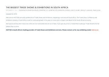 South Africa Trade Shows 2018-HOTT3D